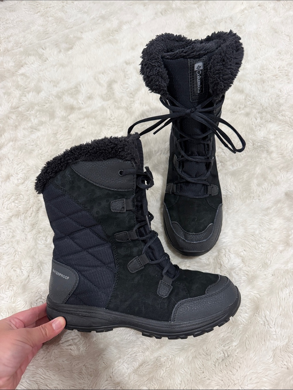 Columbia Women's Black Ice Maiden II Fur Trim Snow Winter Boots Size 9